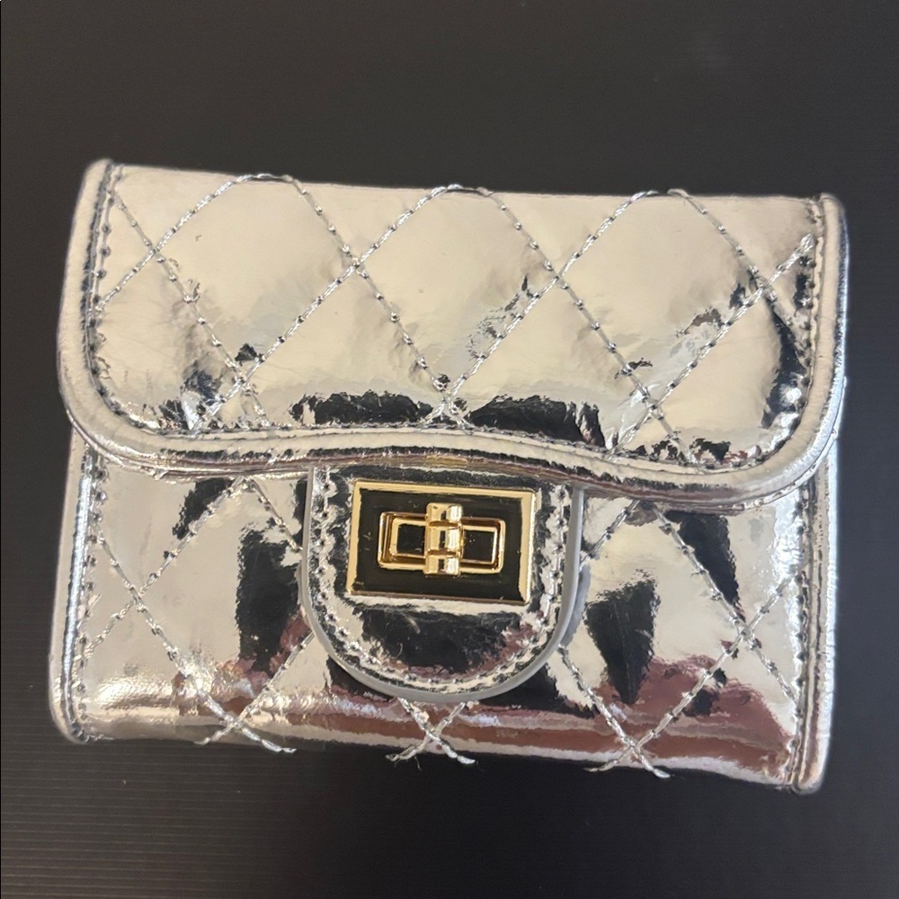 Silver Quilted Women's credit card holder .